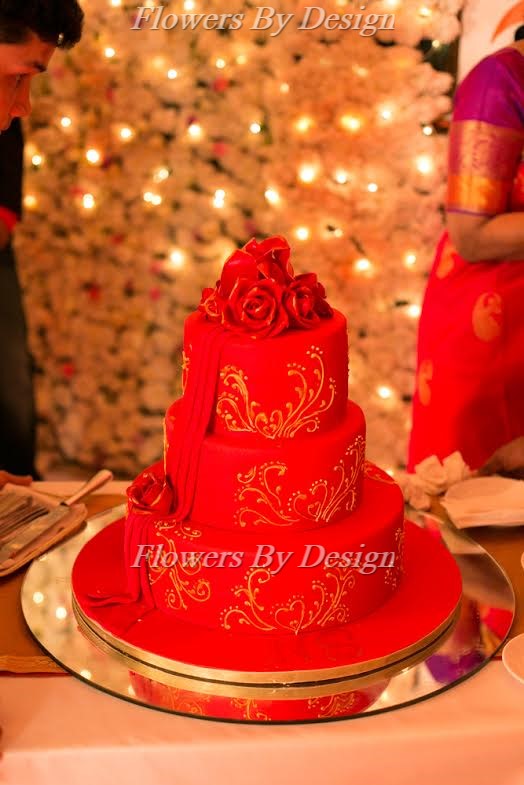 Red Cake decorating - Flowers by design in Bangalore
