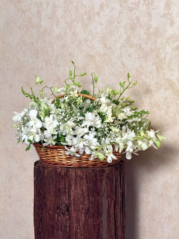 Serene White Orchid Basket - Image 3