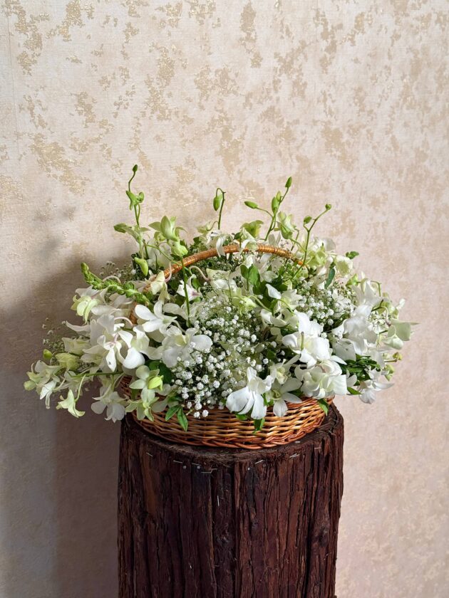 Serene White Orchid Basket - Image 2
