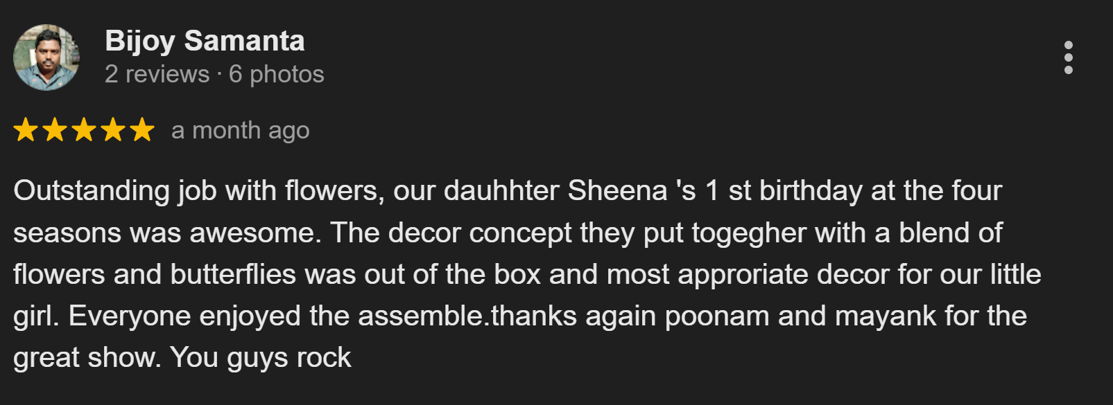 Review about us on Google