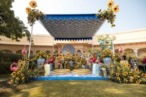 haldi-decoration-with-colorful-drapes