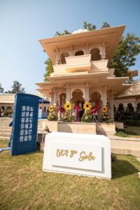 haldi-stage-pink-yellow-drapes-design